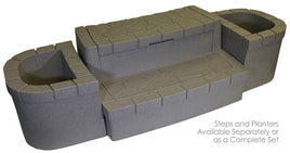 Deluxe Storage Steps and Planters Set — Cobblestone