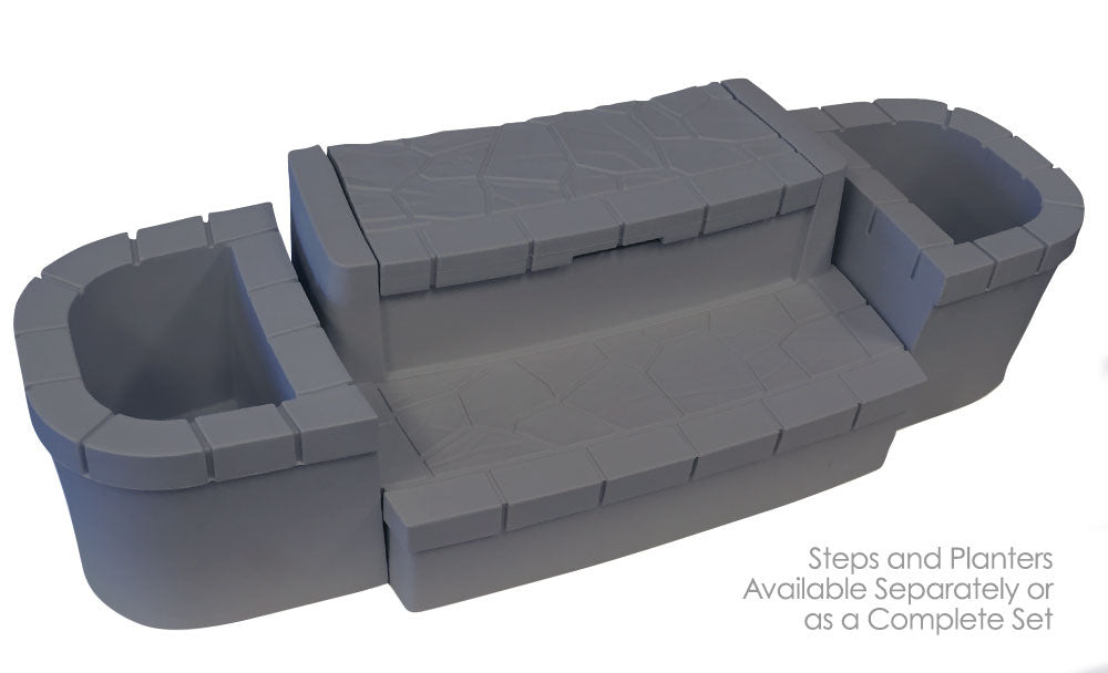 Crossover Deluxe Storage Steps and Planters Set — Grey| Spa Parts Warehouse